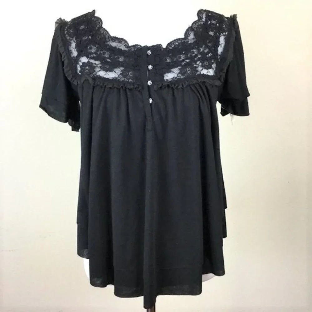 NWT Free People Black Blouse xs